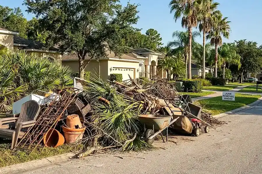 Yard Waste Crew Loading Brush for Yard Waste Removal in MetroWest