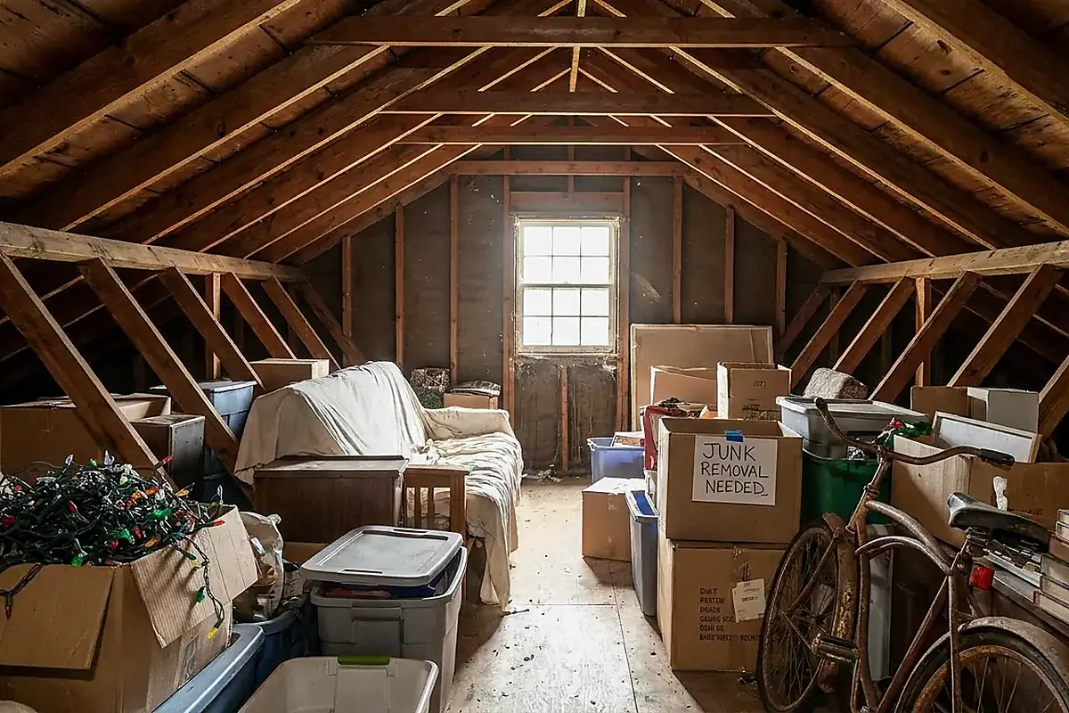 Attic Cleanout Safe Ladder Access for Attic Cleanout
