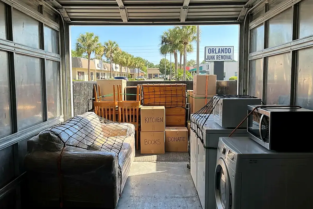 Crew Sweeping After Load for Foreclosure Cleanout